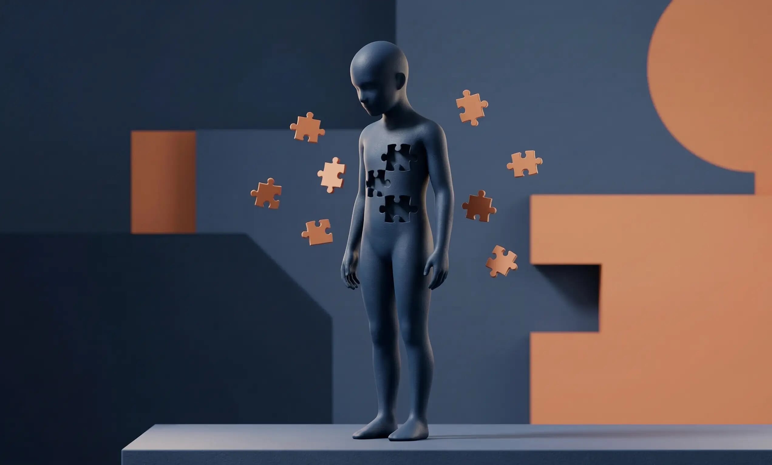 Davranış bozukluğunu ve duygusal boşlukları simgeleyen kavramsal illüstrasyon.